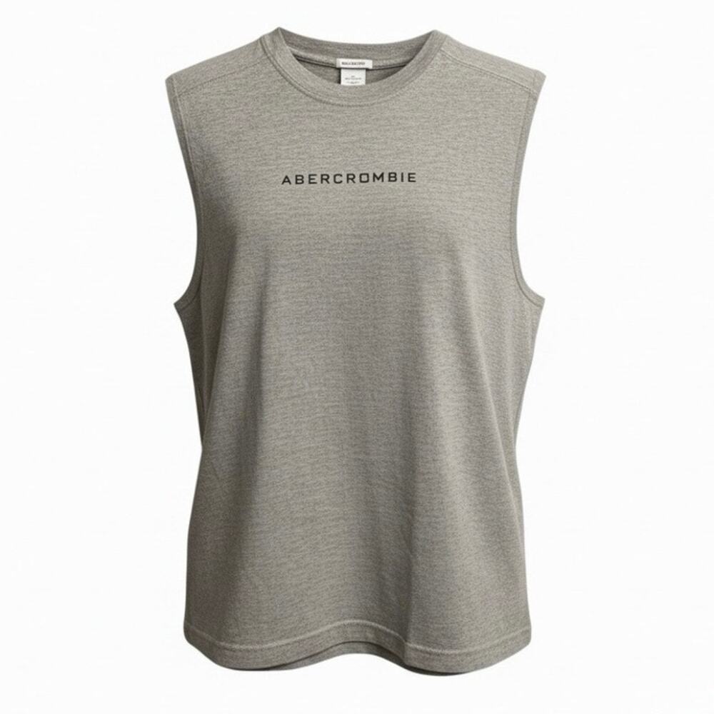 Vintage Abercrombie & Fitch Muscle Tank Top M Gray Gym Issue Y2K 90s Embroidered